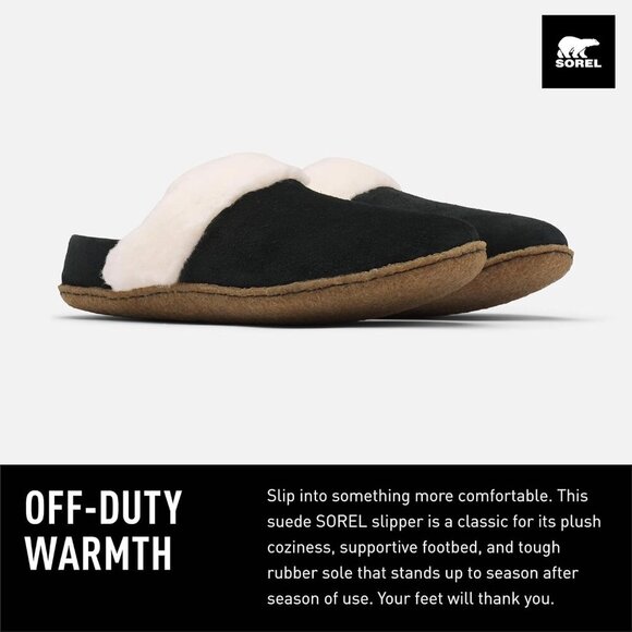 Women's Buckskin Indoor Slippers Cozy Faux Fur Rubber Sole Size 8 Black - Picture 2 of 6